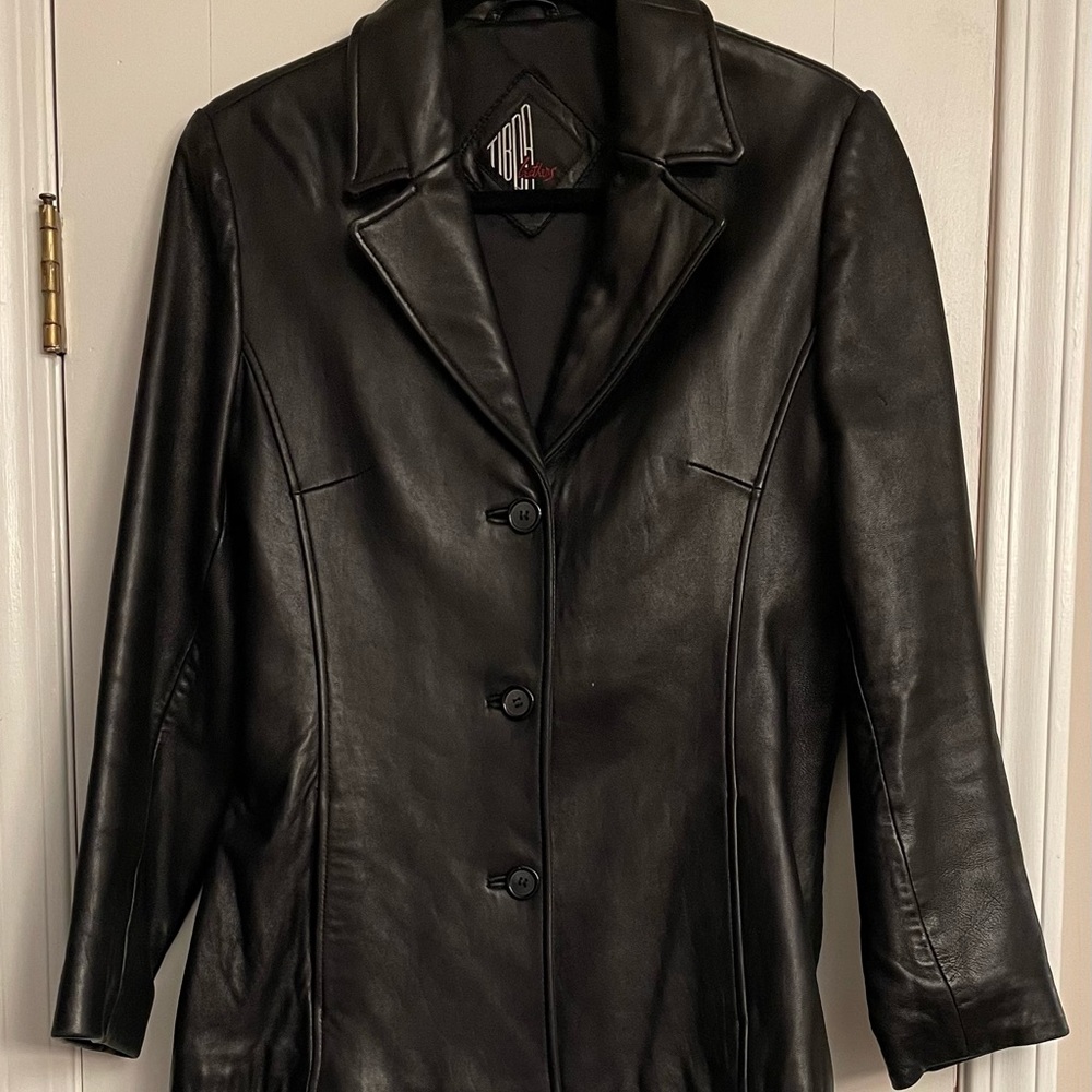 Black Tibia Leather Jacket Size Medium - image 1